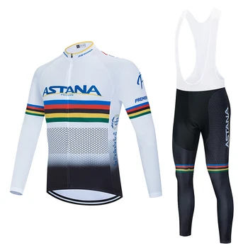

ASTANA 2020 cycling long sleeve team Jersey Set bib cycling clothing MTB bicycle clothing Jersey uniform men's clothing