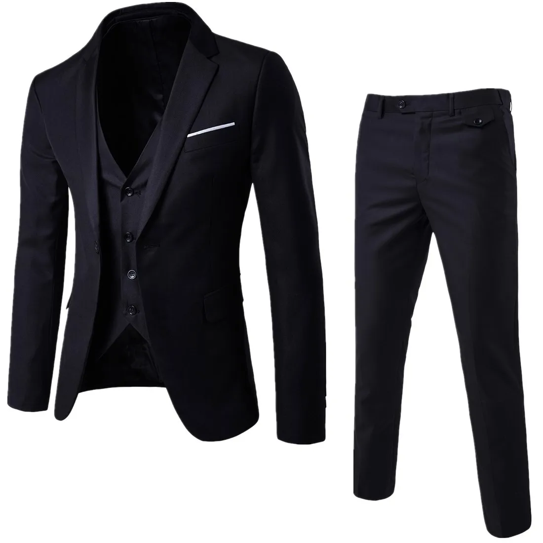 

2019 Spring And Autumn New Style MEN'S Suit Set Three-piece Set Casual Handsome Suit Yuppie Coat Groom Formal Dress
