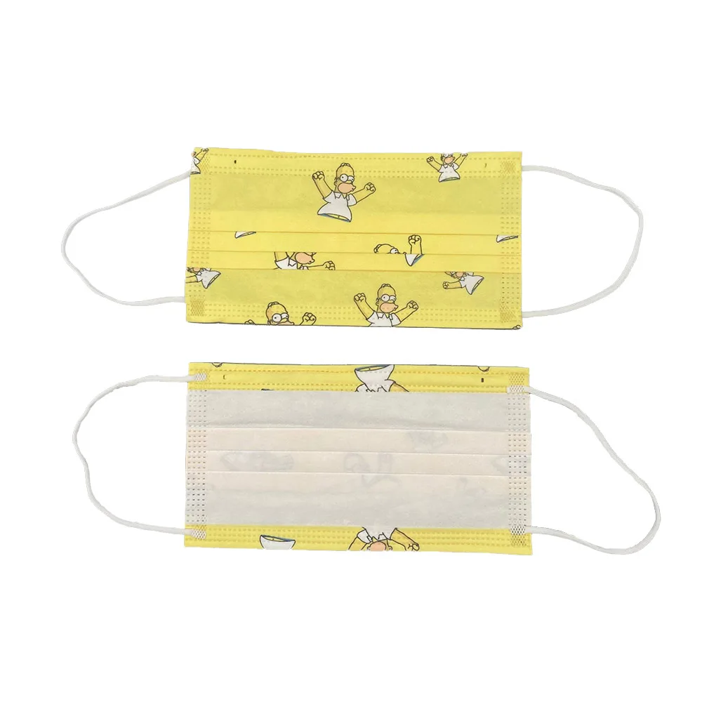 

20/40/60/80/100Pcs Disney Print Yellow Simpson Cartoon Anime Mask Children Fashion Adult Protective Breathable Mask Kids Mascara