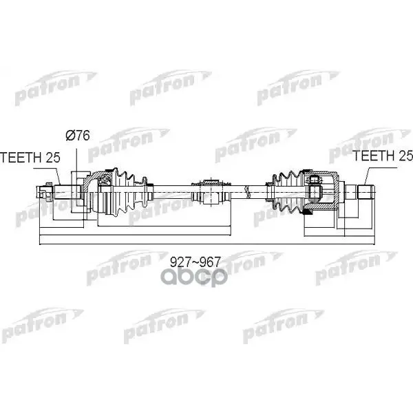 Полуось Передний Мост Справа 25x927x52,5x25 Hyundai Solaris [Sb] 10- Kia Rio [Dx] 11-Russia Plant PATRON арт. PDS0502