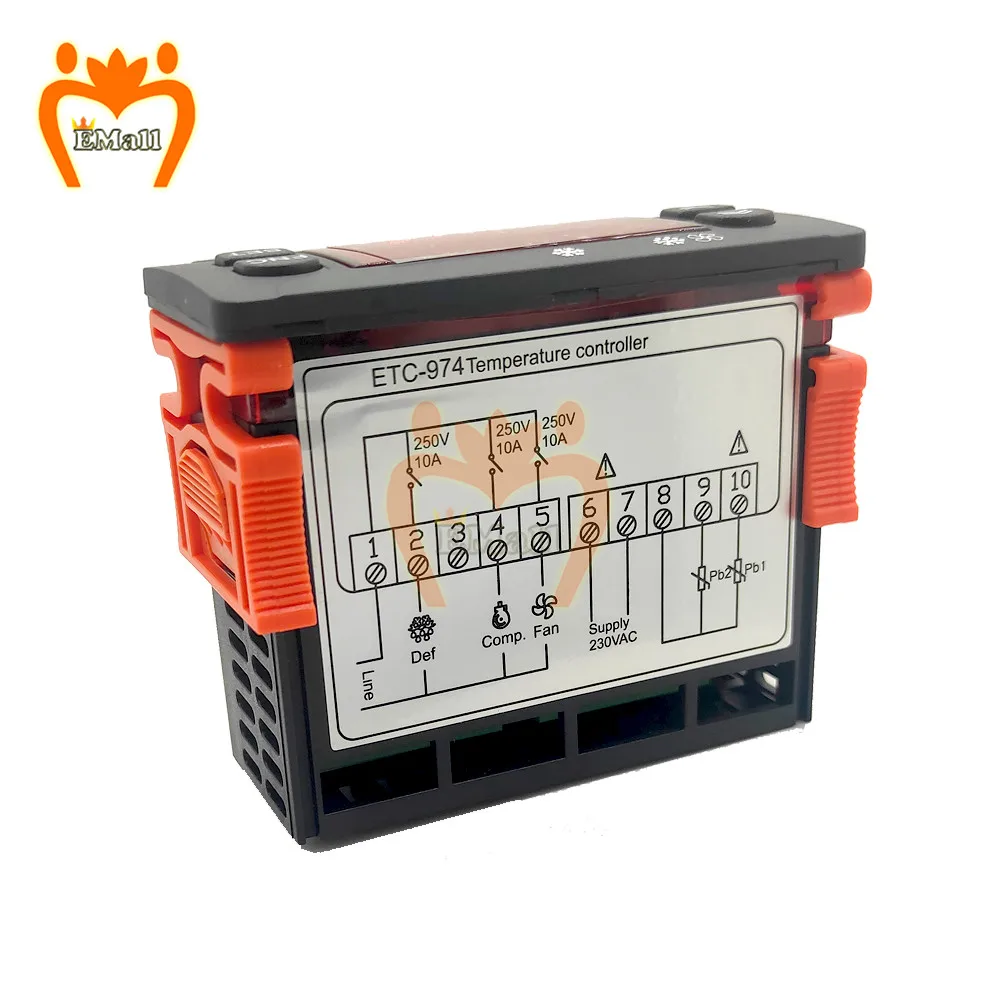 ETC-974 Digital Temperature Controller Microcomputer Thermostat Refrigeration Alarm 220V 2M NTC Sensor For Incubator Bird Fish