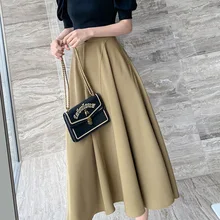 2021 Summer Women's Dress, French High Waist Pleated Skirt, Korean Fashion Slim A-line Skirt Gothic Black Vintage 2020