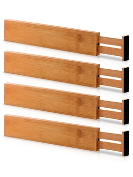 

4Pcs/Set Adjustable Bamboo Drawer Divider Adjustable & Expendable Drawer Organizer Bedroom Kitchen Organizer