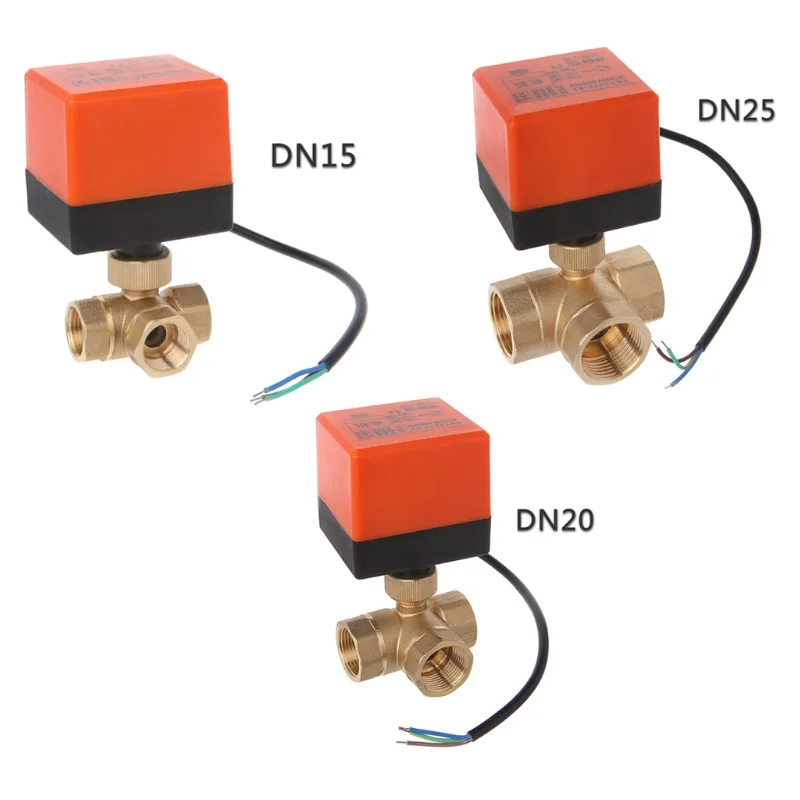 Ac220V Dn25 3-ходовый исполнительный механизм клапана с моторным шариком Электрический три линии с подкладкой Управление Ac 220V ЛСД инструмент Электрический привод шаровой клапан