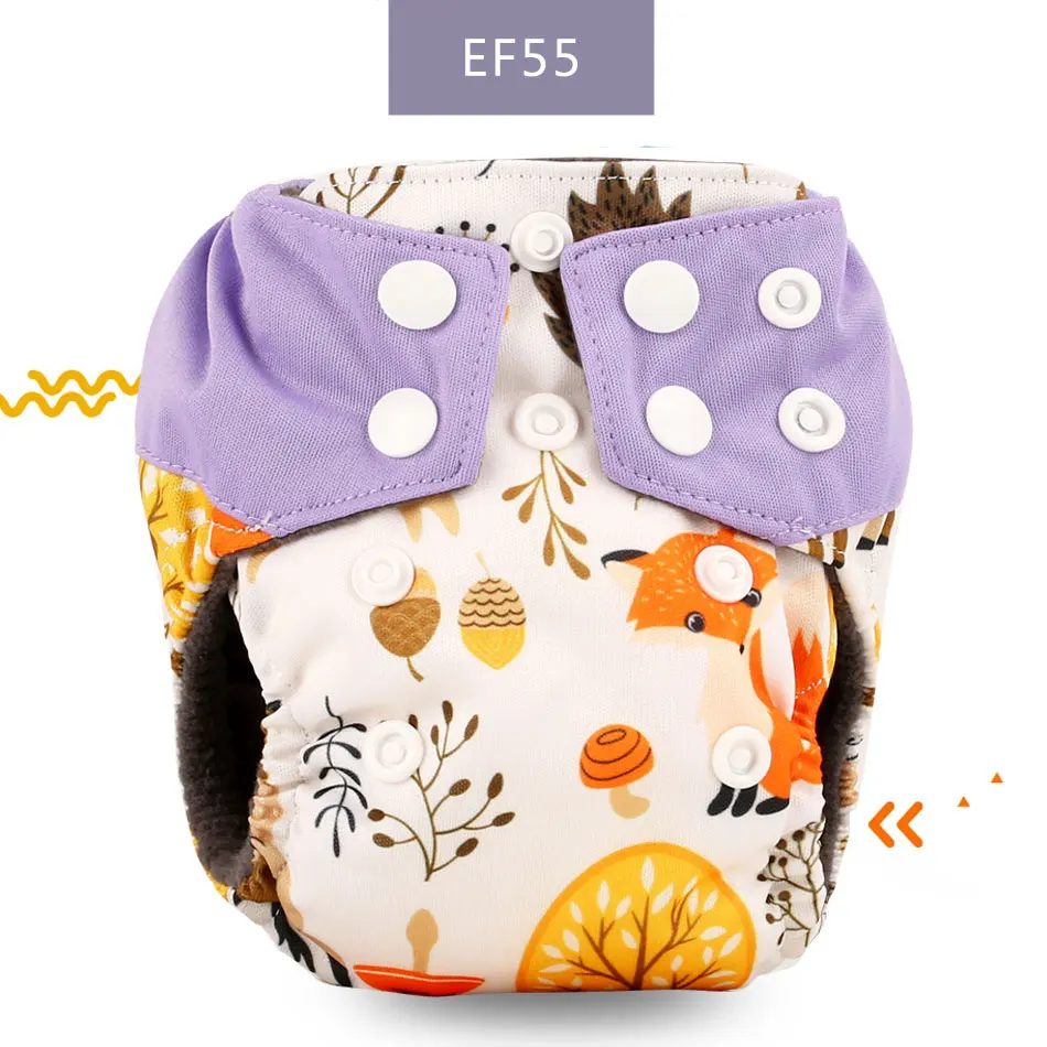Elinfant пеленки для новорожденных с бамбуковым углем, aio, тканевые подгузники с пуговицами для живота, подходят для 0-3 месяцев - Цвет: EF55--newborn diaper
