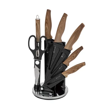 

8PCS Knife Set Cooking Knife Chopper Knife Chef Knife Bread Knife Utility knife Paring knife Sharpener Scissors Stand
