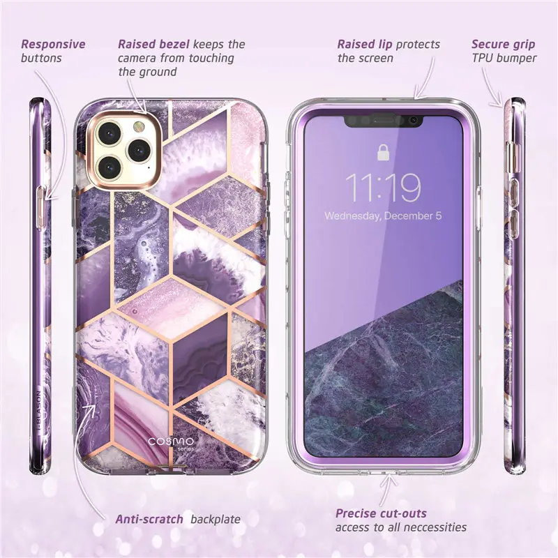 I-Blason для iPhone 11 Pro Чехол 5,"() Cosmo полный корпус блестящий Мраморный бампер чехол со встроенной защитной пленкой