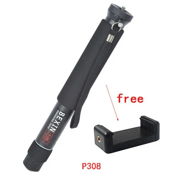 BEXIN P308 P308A P308B алюминиевый сплав портативный профессиональный Регулируемый ручной монопод для dslr камеры телефона видео - Цвет: Серебристый