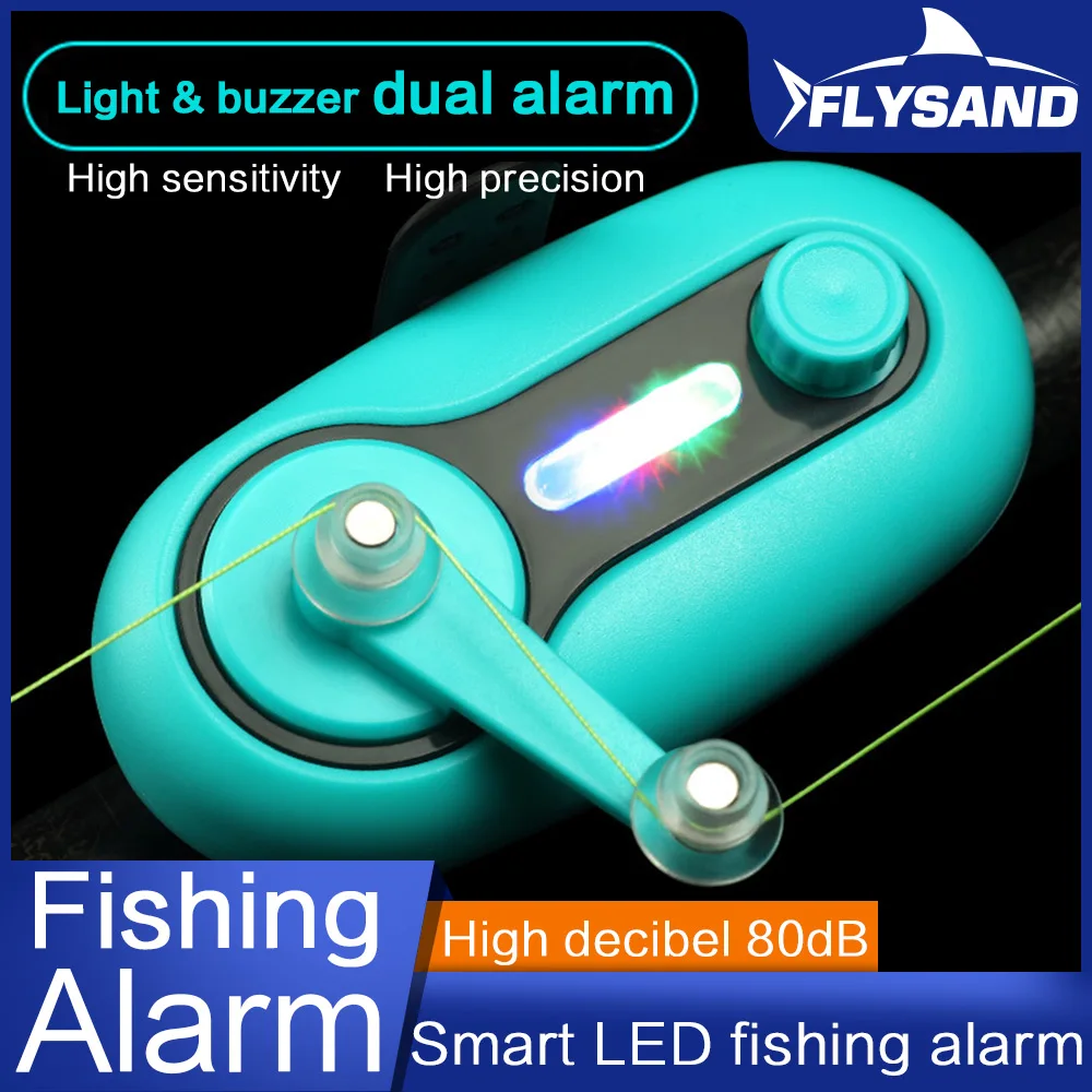 FLYSAND Electronic LED Light Fishing Bite Sound Alarm Alert Bell Clip On  Fishing Rod Night Sea Fishing Accessories