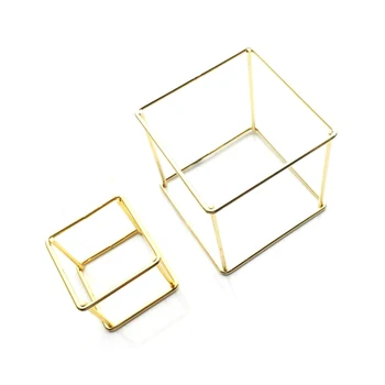 

2Pcs Iron Freestanding Hanging Metal Geometrical Shaped Small Square Air Plant Receptacle Flower Stand Rack Holder