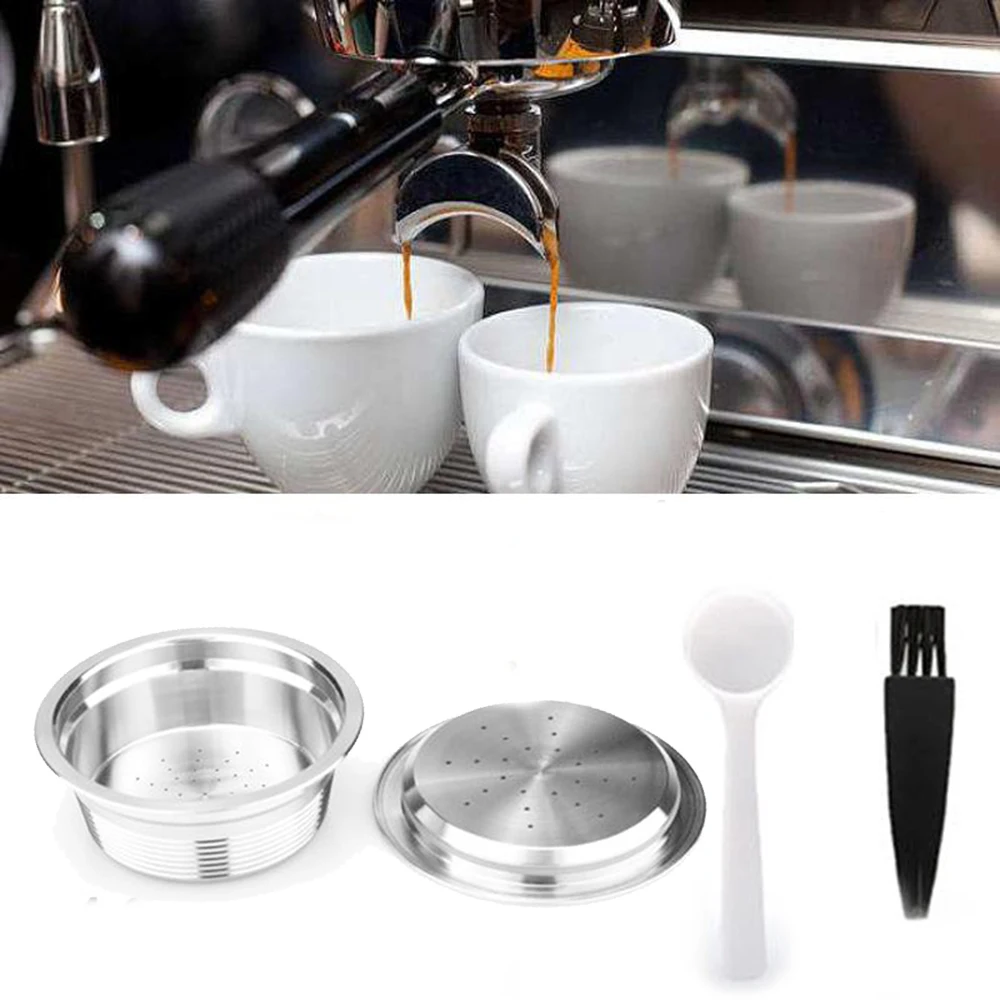 

Stainless Steel Refillable Reusable Coffee Filter Capsule With Spoon&brush For LAVAZZA MIO Coffeeware Set Kits