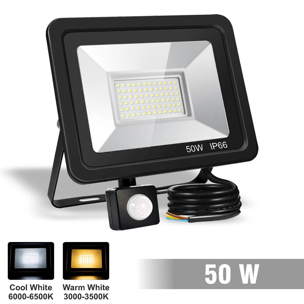 LED Floodlight PIR Sensor Motion 30-100W Outdoor Security Spotlight Waterproof 