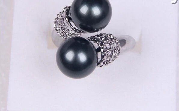 1020+++stunning big 10mm round black south sea shell pearl ring | Украшения и аксессуары
