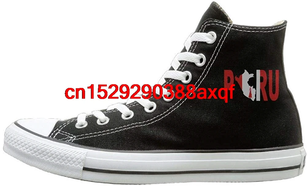 Men's Women's Painted High-Top Lace Up Canvas Shoe,PERU Peruvian Flag Trainers Sneaker For Men Women
