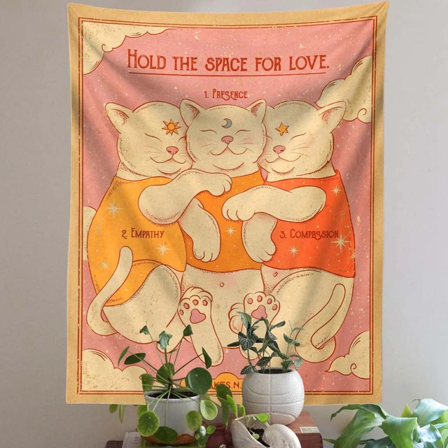 Aranyos Macska Gobelinfalfal Lógó Holó A Szerelemhez Rajzfilm Fali Művészeti Kárpitok Nappali Gyerekek Szoba Hálószobájához - Image 5