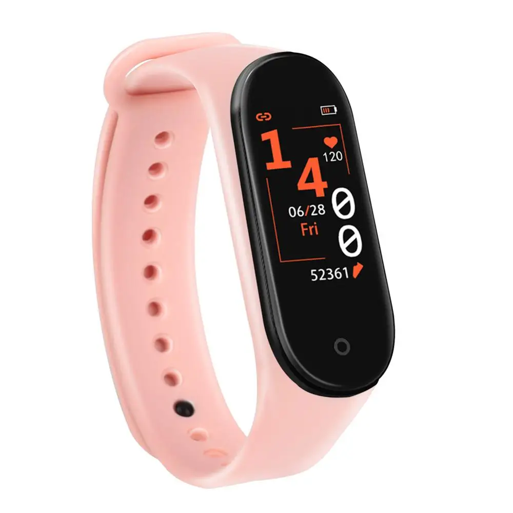 Pink Водонепроницаемый смарт-часы сна кровяное давление фитнес цветной экран Bluetooth 4,0 M4 шагомер счетчик шагов монитор сердечного ритма - Color: Pink