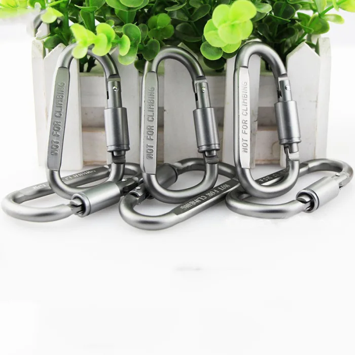 9pcs Aluminum Alloy D-ring Carabiner Set Screws Lock Hanging Hook Keychain Cable Wire Ring FK88