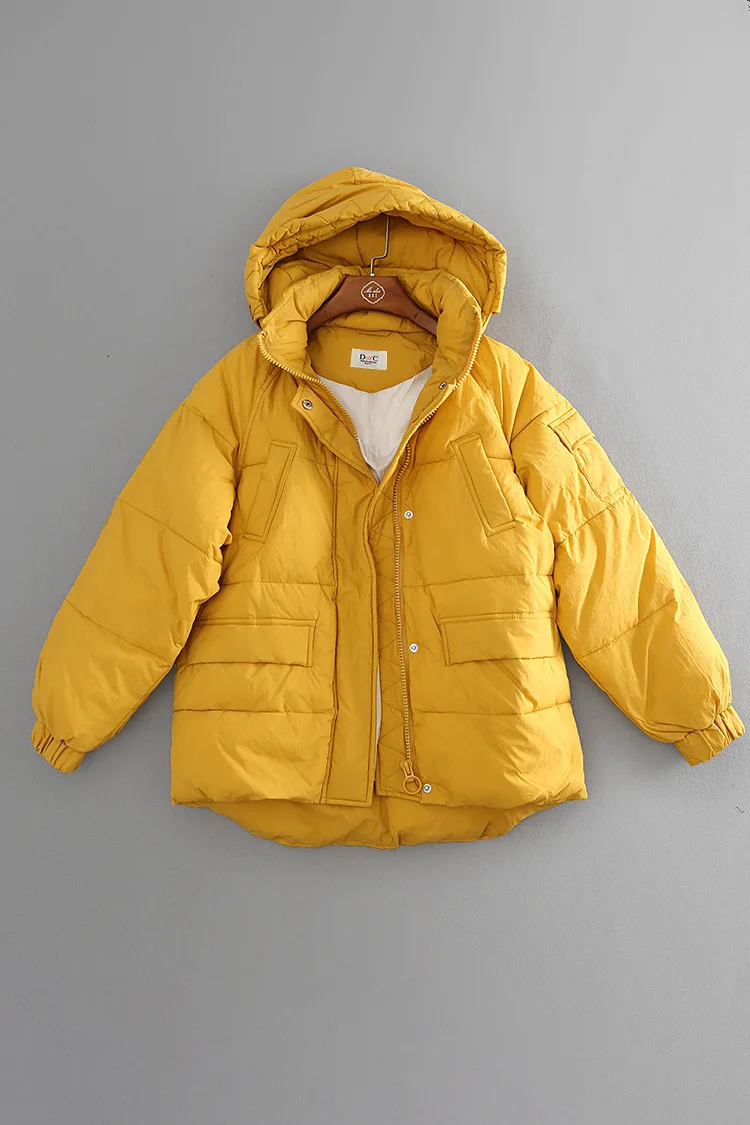 

Tt118 Hipster GIRL'S CHIC Korean-Style Loose-Fit Raglan Sleeve Solid Color Hooded Thick Cotton Coat