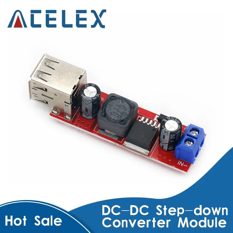 DC-DC de carga USB doble, módulo convertidor de bajada para cargador de vehículo LM2596, CC 6V-40V a 5V 3A