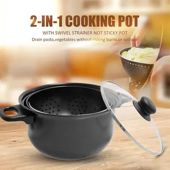 

2-in-1 Cooking Pot with a Built in Strainer Food Stays in Water Drains out Swivel Pot For Kitchen Drain Pasta Vegetables Pot