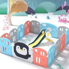 Valla + estera para gatear + tobogán plegable tres en uno, combinación de muebles de descuento, parque de atracciones interior para bebés, patio de juegos interior