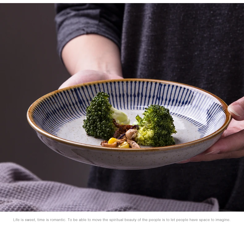 

Painted Pottery Porcelain Dishes Round Deep Disc Japanese Dish Loading Restaurant Tableware Commercial Plate Household Disc