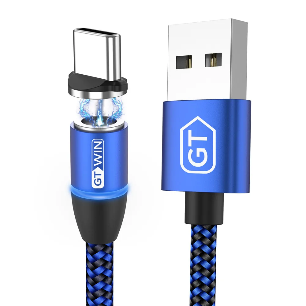 GTWIN 1 м 2 м Магнитный кабель Micro usb type C Быстрая зарядка Micro usb type-C Магнитный зарядный провод usb для iphone 11 X Xr usb кабель - Цвет: For iPhone Blue