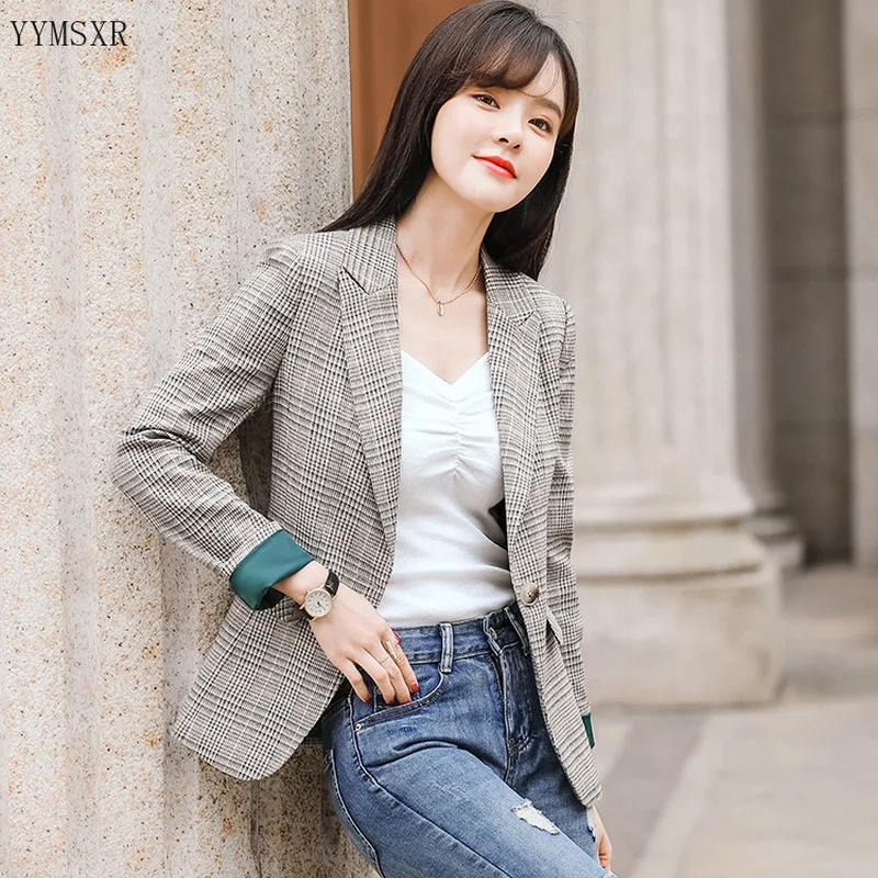 

Fall Women's Plaid Blazer Jacket High Quality Fashionable women's small suit coat 2019 new professional women's clothing