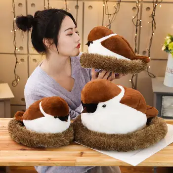 

Realistic Sparrow Bird Nest Plush Stuffed Model Pillowe Cushion Sofa Bed Decor New
