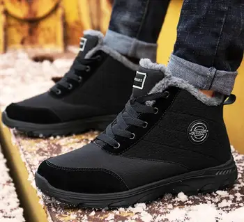 

Men snow Boots Men Winter Shoes Plus Size 36-46 Warm Ankle Botas Hombre Leather Winter Boots for Men women Plush Winter Sneakers