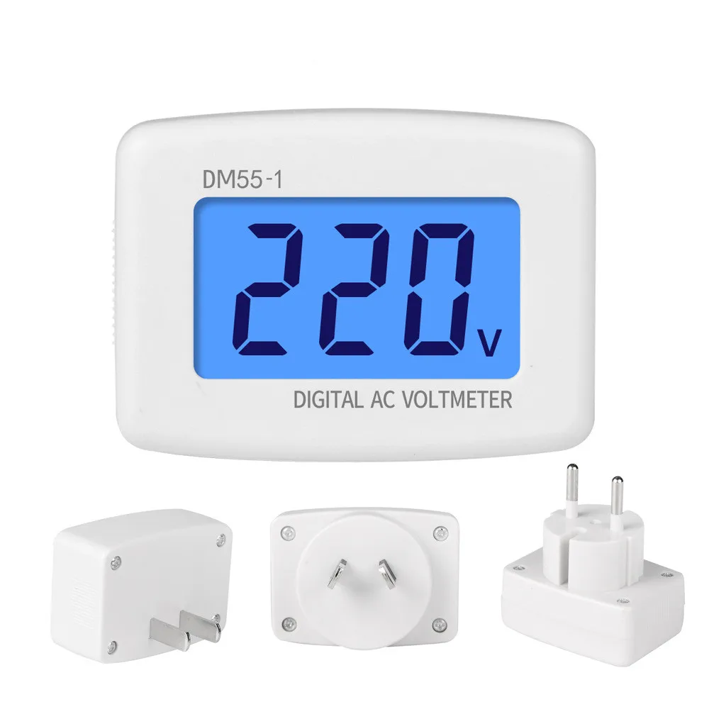 DM55 1 Digitale Voltmeter Eu Us Plug Volt Meter Socket Voltage Tester Lcd Display Voltage Meter 110V 220V Muur platte Voltage Meter