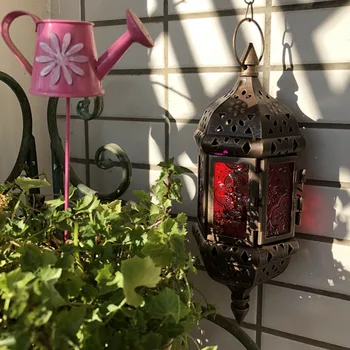 

Retro Style Party Lantern Easy Install Hanging Candle Holder Durable Romantic Iron Structure Wedding Moroccan Garden Home
