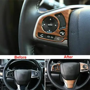 

3PCS For Honda CR-V CRV 2017-2020 Peach Wood Grain Steering Wheel Decor Cover Trim Car Steering Wheel Trim Frame Sticker