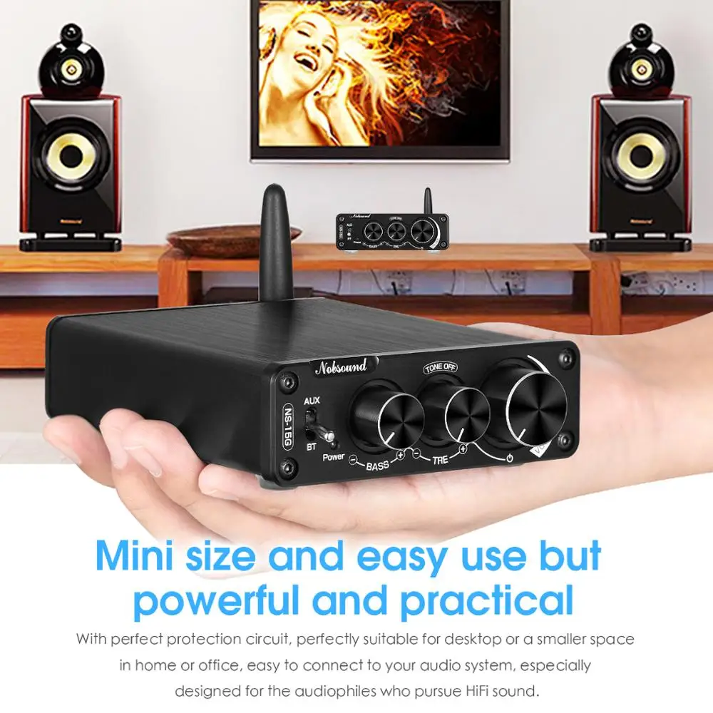 US $43.99 Douk Audio NS15G Mini Bluetooth 50 TPA3116 Digital Power Amplifier HiFi Stereo Audio Sound Class D Amp Bass Treble For Speaker