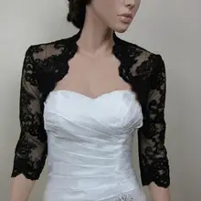 Elegant Lace Women Bolero Three quarter Sleeves Wraps Elegant Black Jackets Evening Party Capes Wedding Bridal shawls Cusom Made