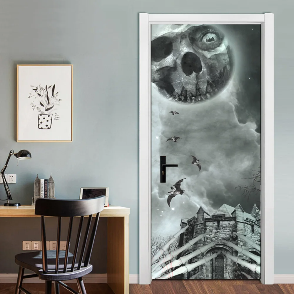 Dropship Halloween Castle Creative 3d Door Sticker Personality Home Decoration Wall Sticker Refurbished Wall Stickers