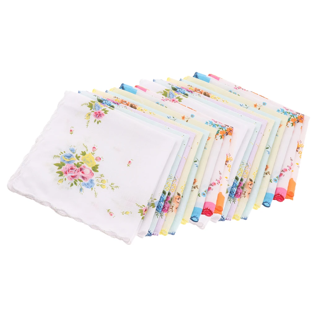 20x Lady Soft ^Pure^Cotton}} Handkerchiefs Vintage Wedding Hankies 12``