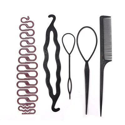 Multi-style Women Hair Accessories DIY Hair Styling Braiding Tools Magic Donut Bun Maker Hairstyle Braider Twist Headwear Clips 5pcs Style O