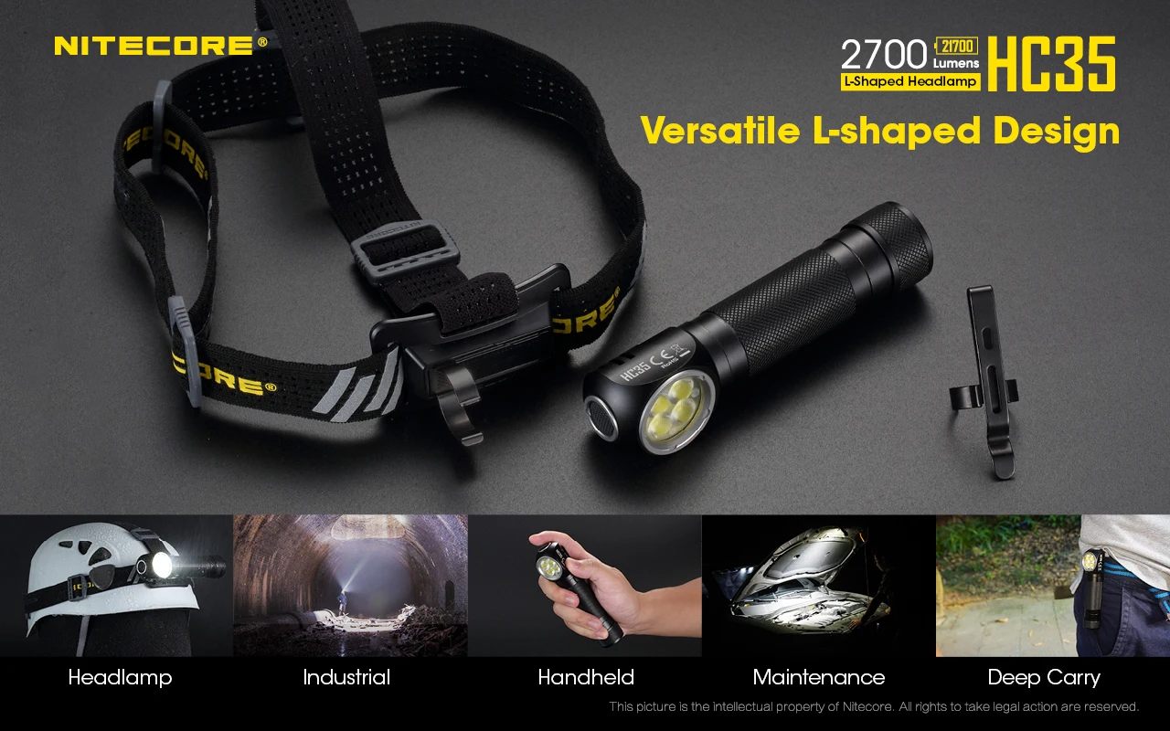 NITECORE HC35 USB перезаряжаемая фара 4* XP-G3 S3 светодиоды Макс. 2700 люмен дальность луча 134 м Спорт на открытом воздухе налобный фонарь