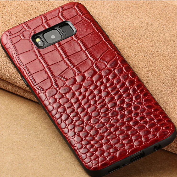 Чехол из натуральной крокодиловой кожи для телефона samsung galaxy A50 A70 A40 A20 Note 8 9 10 S8 S9 S10 plus - Цвет: Красный