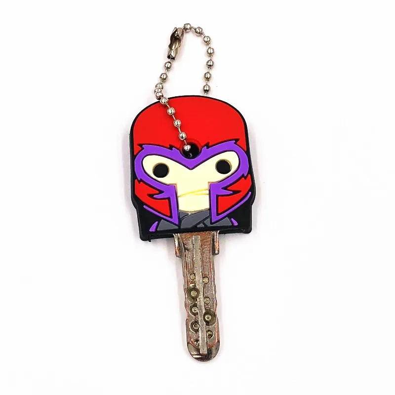 1Pcs Spider Man Hulk The Avengers Keychains Silicone Lovely Key Cover Cap Present For Women Children Key Holder Bags Pendants - Цвет: Темно-серый