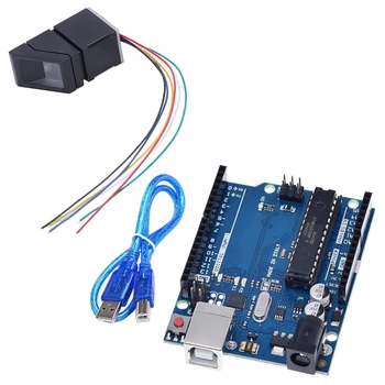 

R307 Capacitive Fingerprint Reader/Module with ATmega328P Development Board Atmega16U2 Board Module with USB Cable