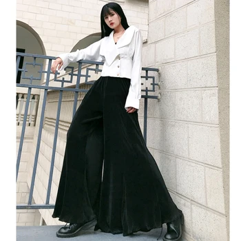 

2020 Women Spring Autumn New Style Black Flare Pants Temperament Elegant Retro High Waist Long Pants Fashion Tide