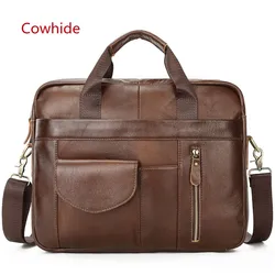 2021 New Retro Men's Bag, First Layer Leather Handbag, Men's Briefcase, One-Shoulder Messenger Shopping Bag, 40*28*8 CM