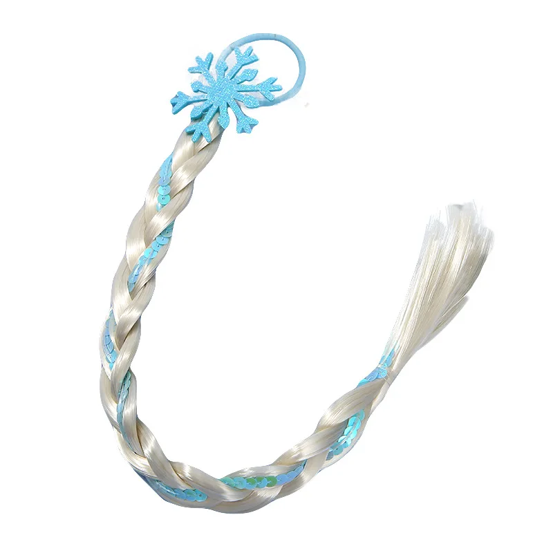 Princess Wig Hair Ropes Cute Girls Princess Twist Braid Elastic Hair Bands Ponytail Headwear Elsa Unicorn Kids Hair Accessories born baby accessories	