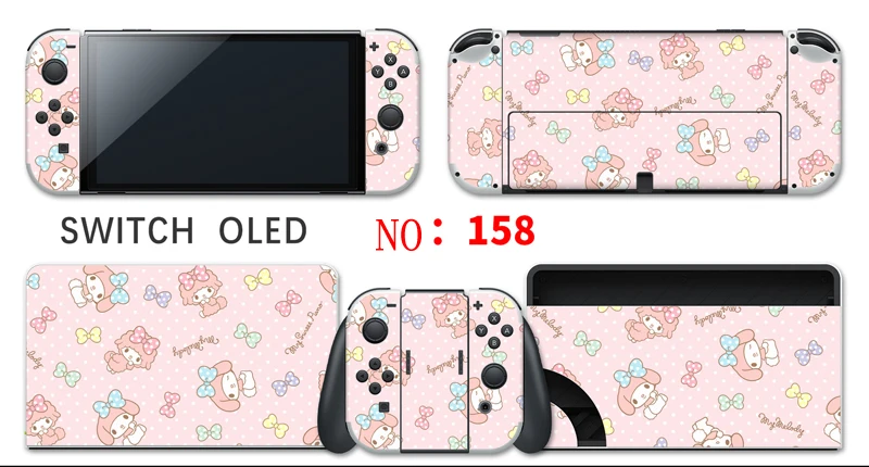 Vinyl Skin Protector Stickers PVC Skins for Nintendo Switch OLED Console + Controller + Stand Holder Dock Skins 