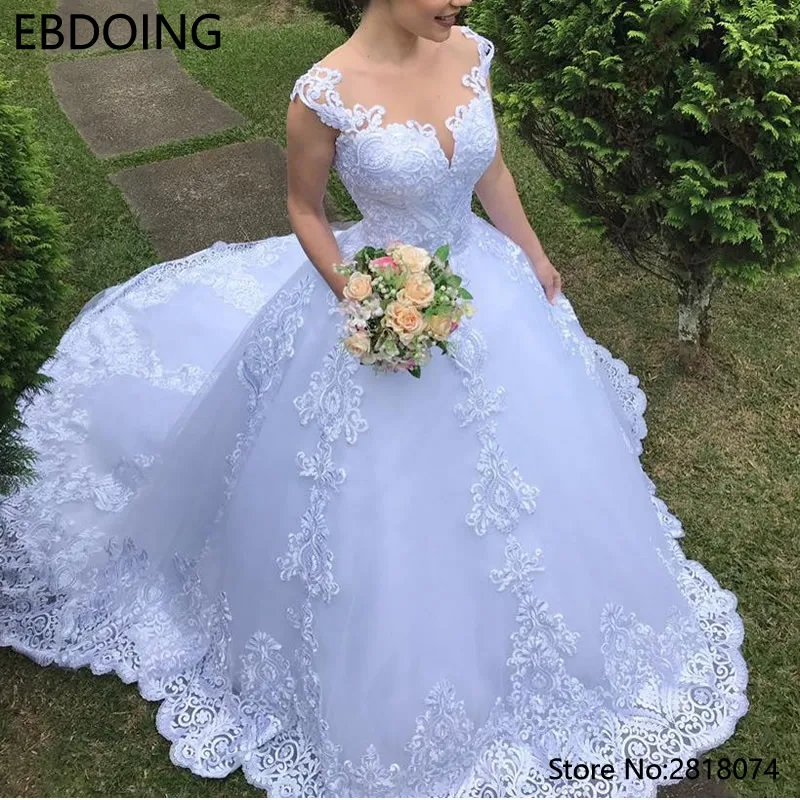 Amazing Wedding Dress Lace A-line Long Cap Sleeves invisible Sexy Back Sweetheart Neckline Bride Dress Plus Size Wedding Gown