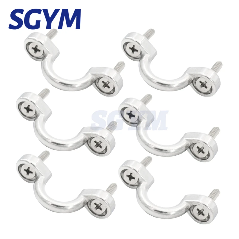 3/8" Stainless Steel 316 Bimini Pad Eyes – Heavy Duty Tie Down Loops For Boat, Kayak, Canoe