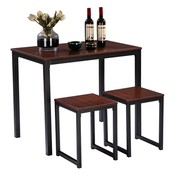 

Simple Wood Grain 75cm High Three-Piece Dining Table And Chair [90 x 60 x 75cm] Light Walnut Color