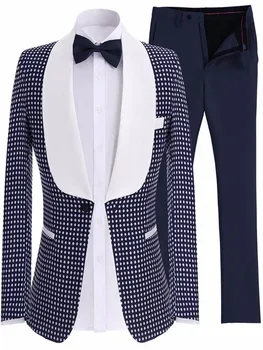 

Royal Blue/Black/Navy Blue Groomsmen Shawl Satin Lapel Groom Tuxedos Men Suits Wedding/Prom Best Man( Jacket + Pants + Tie) Z48